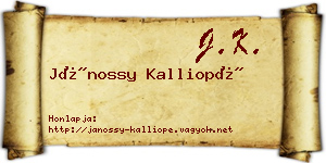 Jánossy Kalliopé névjegykártya